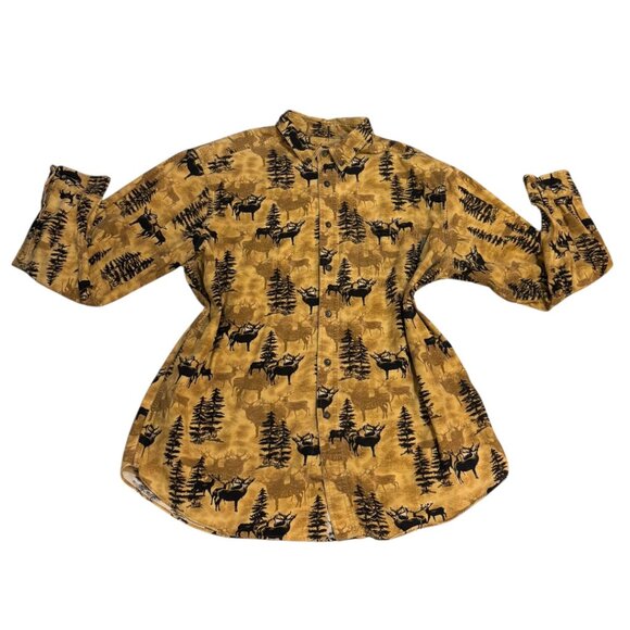 Woolrich 100% Cotton Dark Wheat Whitetail Forest Print Outdoors Hunting Shirt - Picture 3 of 6